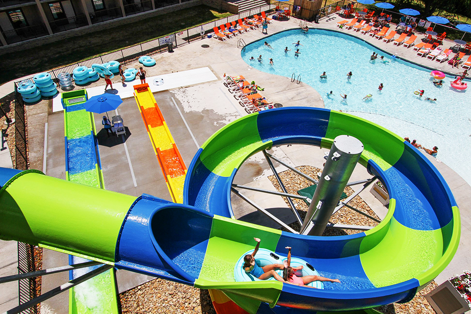 child on waterslide Country Cascades Waterpark Resort